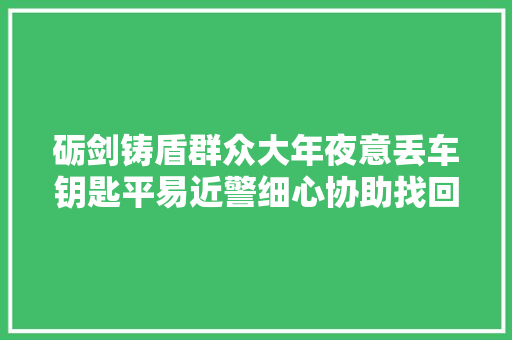 砺剑铸盾群众大年夜意丢车钥匙平易近警细心协助找回