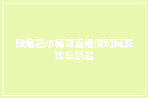 跋扈狂小杨哥直播间和网友比车钥匙