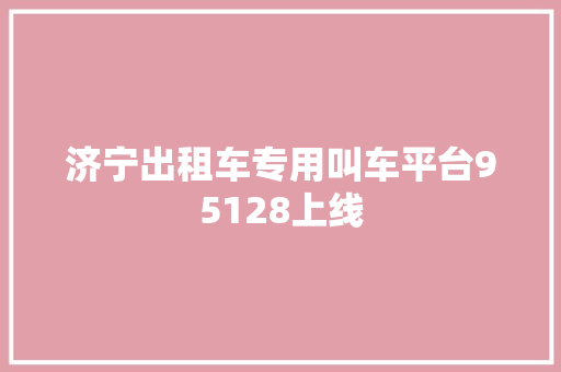 济宁出租车专用叫车平台95128上线