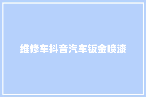 维修车抖音汽车钣金喷漆