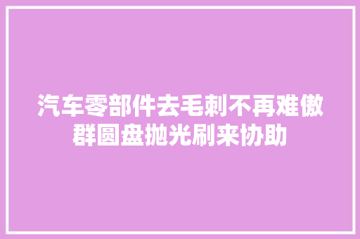 汽车零部件去毛刺不再难傲群圆盘抛光刷来协助
