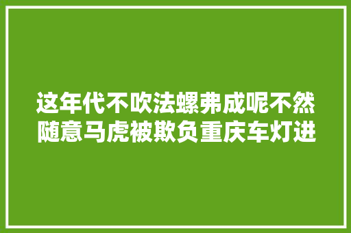 这年代不吹法螺弗成呢不然随意马虎被欺负重庆车灯进级