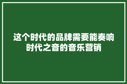 这个时代的品牌需要能奏响时代之音的音乐营销