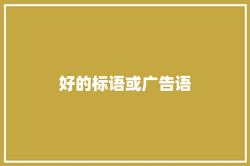 好的标语或广告语