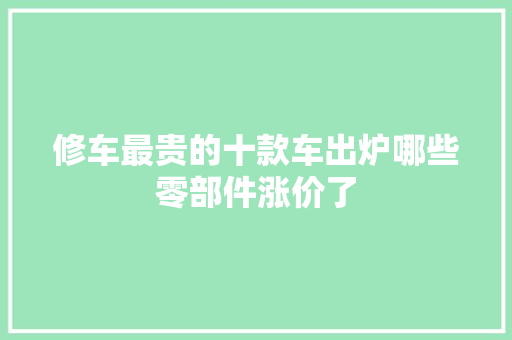修车最贵的十款车出炉哪些零部件涨价了