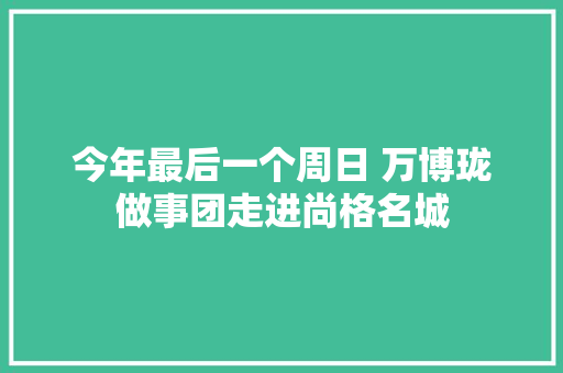 今年最后一个周日 万博珑做事团走进尚格名城