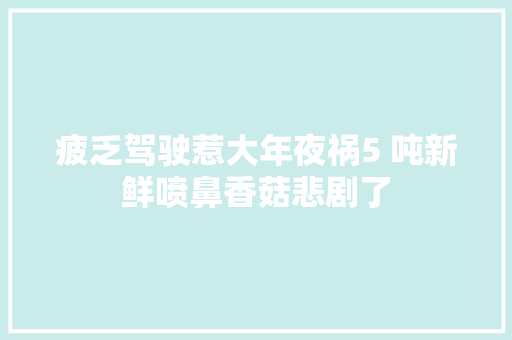 疲乏驾驶惹大年夜祸5 吨新鲜喷鼻香菇悲剧了