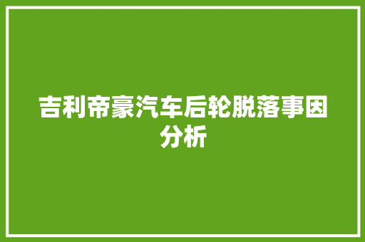 吉利帝豪汽车后轮脱落事因分析