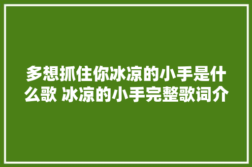 多想抓住你冰凉的小手是什么歌 冰凉的小手完整歌词介绍 休闲娱乐