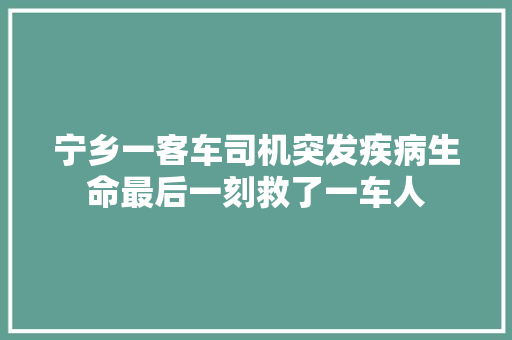 宁乡一客车司机突发疾病生命最后一刻救了一车人