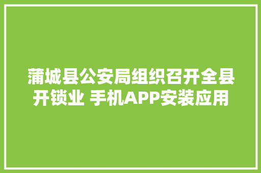蒲城县公安局组织召开全县开锁业 手机APP安装应用培训会图