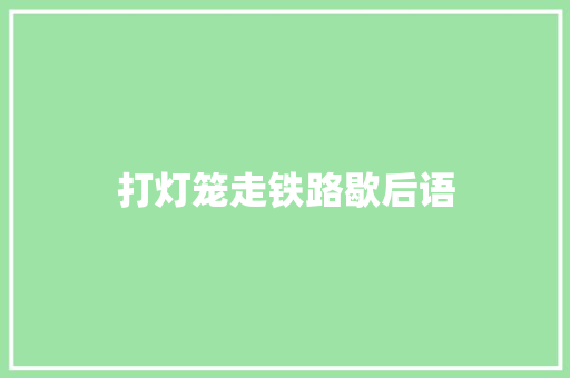 打灯笼走铁路歇后语