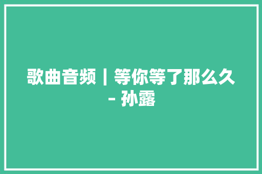 歌曲音频｜等你等了那么久– 孙露 休闲娱乐