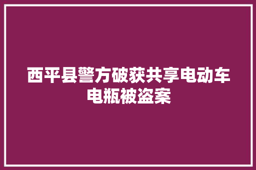 西平县警方破获共享电动车电瓶被盗案