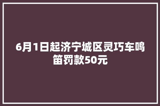 6月1日起济宁城区灵巧车鸣笛罚款50元