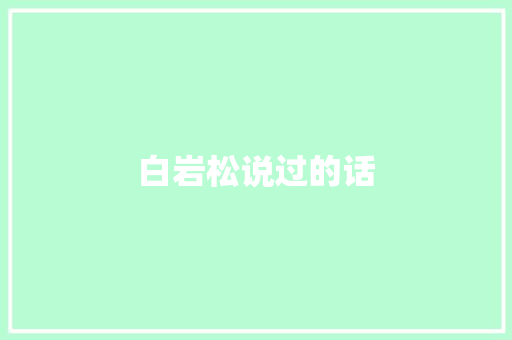 白岩松说过的话