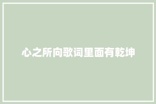 心之所向歌词里面有乾坤