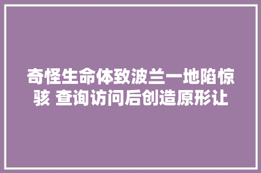 奇怪生命体致波兰一地陷惊骇 查询访问后创造原形让人啼笑皆非