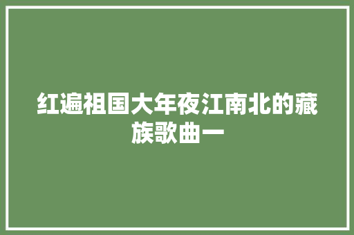 红遍祖国大年夜江南北的藏族歌曲一