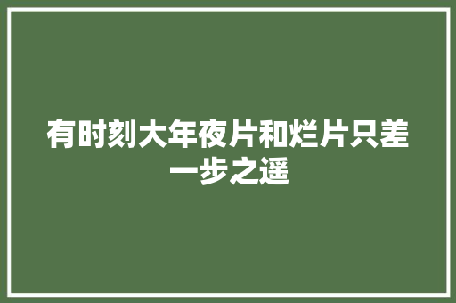 有时刻大年夜片和烂片只差一步之遥