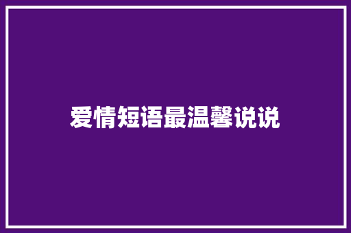 爱情短语最温馨说说