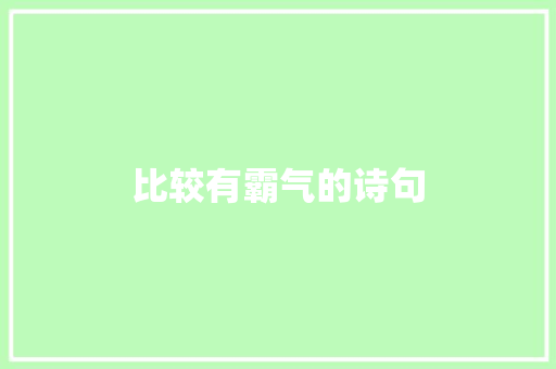 比较有霸气的诗句