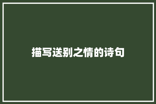 描写送别之情的诗句