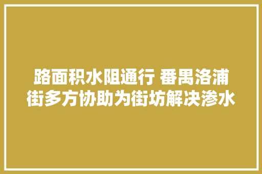 路面积水阻通行 番禺洛浦街多方协助为街坊解决渗水问题