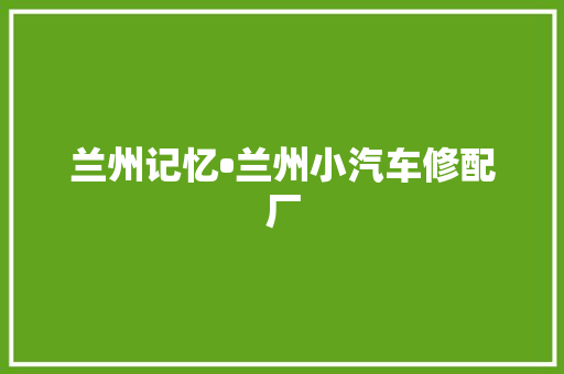 兰州记忆•兰州小汽车修配厂