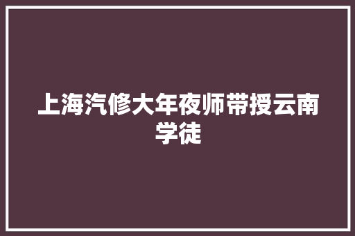 上海汽修大年夜师带授云南学徒