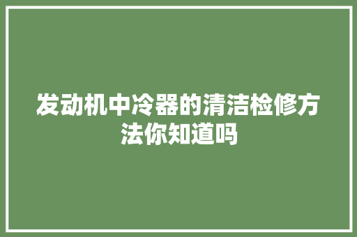 发动机中冷器的清洁检修方法你知道吗