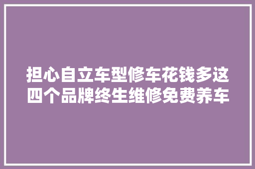 担心自立车型修车花钱多这四个品牌终生维修免费养车无压力
