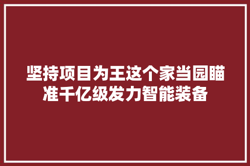 坚持项目为王这个家当园瞄准千亿级发力智能装备