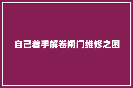 自己着手解卷闸门维修之困