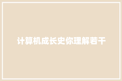 计算机成长史你理解若干