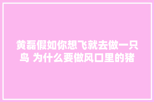 黄磊假如你想飞就去做一只鸟 为什么要做风口里的猪