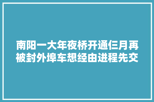 南阳一大年夜桥开通仨月再被封外埠车想经由进程先交5元过桥费
