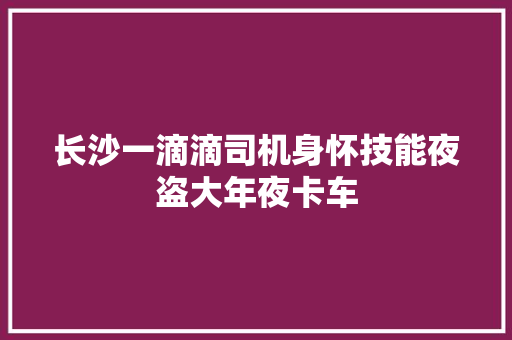 长沙一滴滴司机身怀技能夜盗大年夜卡车