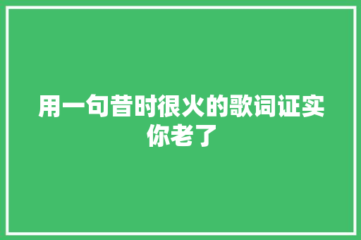 用一句昔时很火的歌词证实你老了