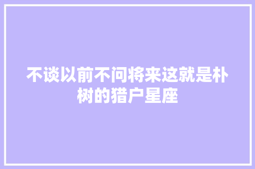 不谈以前不问将来这就是朴树的猎户星座