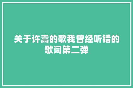 关于许嵩的歌我曾经听错的歌词第二弹