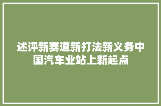 述评新赛道新打法新义务中国汽车业站上新起点