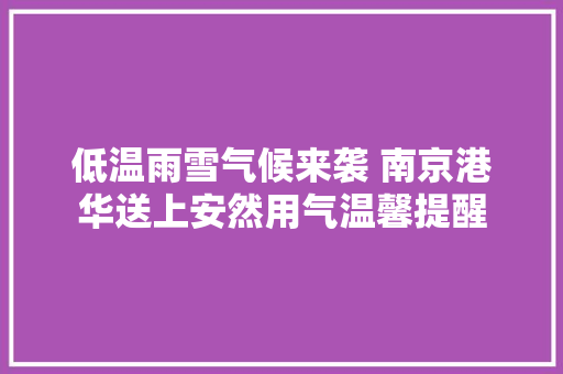 低温雨雪气候来袭 南京港华送上安然用气温馨提醒