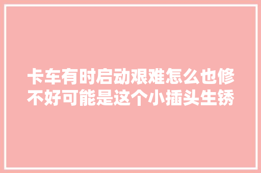 卡车有时启动艰难怎么也修不好可能是这个小插头生锈了