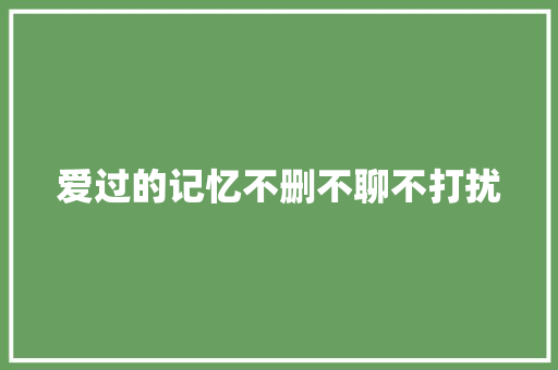 爱过的记忆不删不聊不打扰