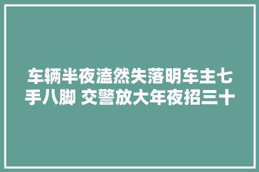 车辆半夜溘然失落明车主七手八脚 交警放大年夜招三十秒手到病除