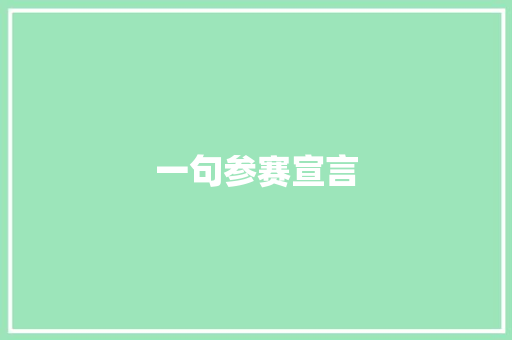 一句参赛宣言