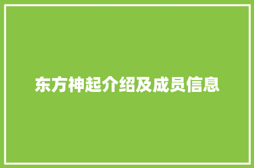 东方神起介绍及成员信息