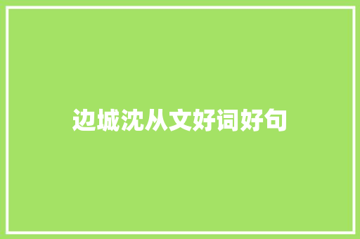 边城沈从文好词好句