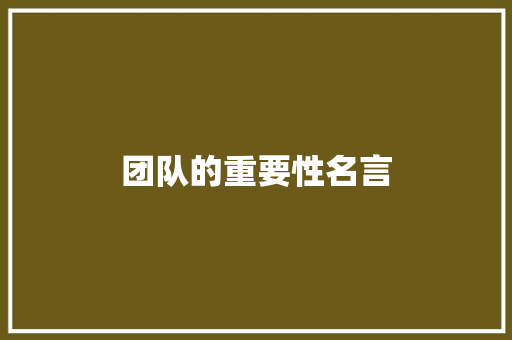 团队的重要性名言